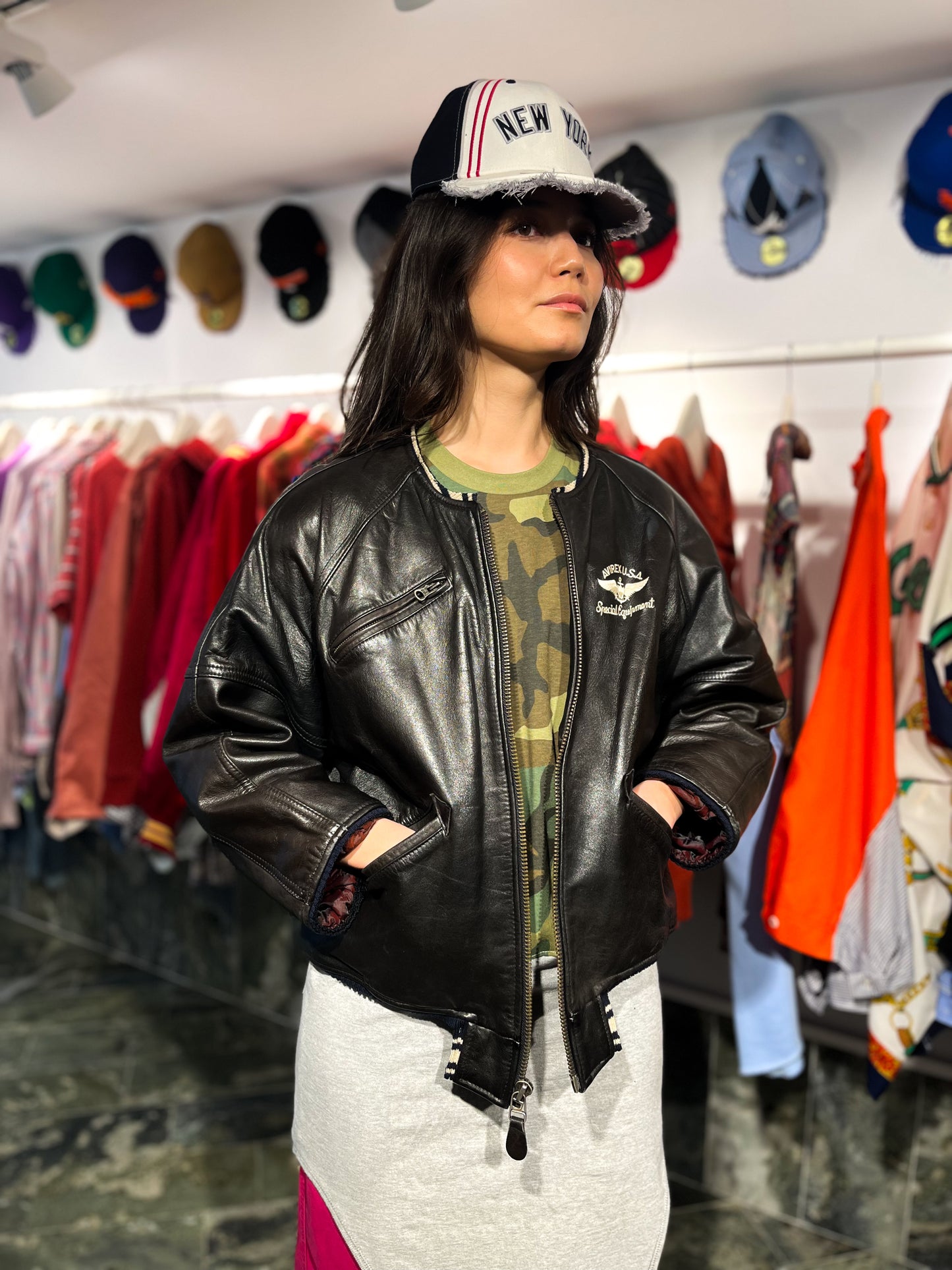 DECONSTRUCTED AVIREX LEATHER BOMBER JACKET