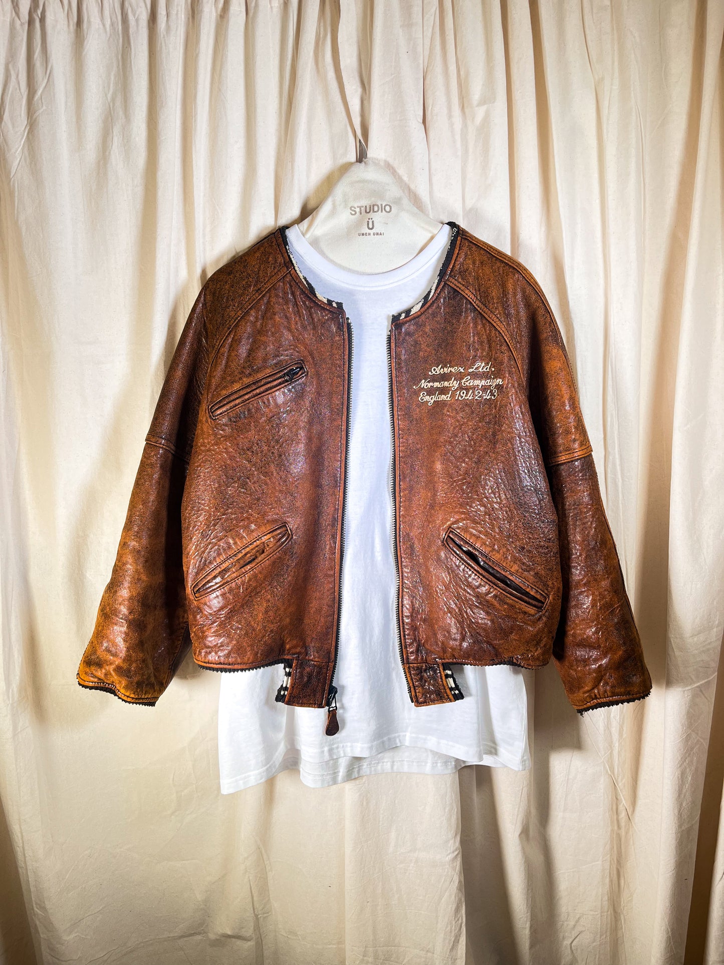 DECONSTRUCTED AVIREX LEATHER BOMBER JACKET