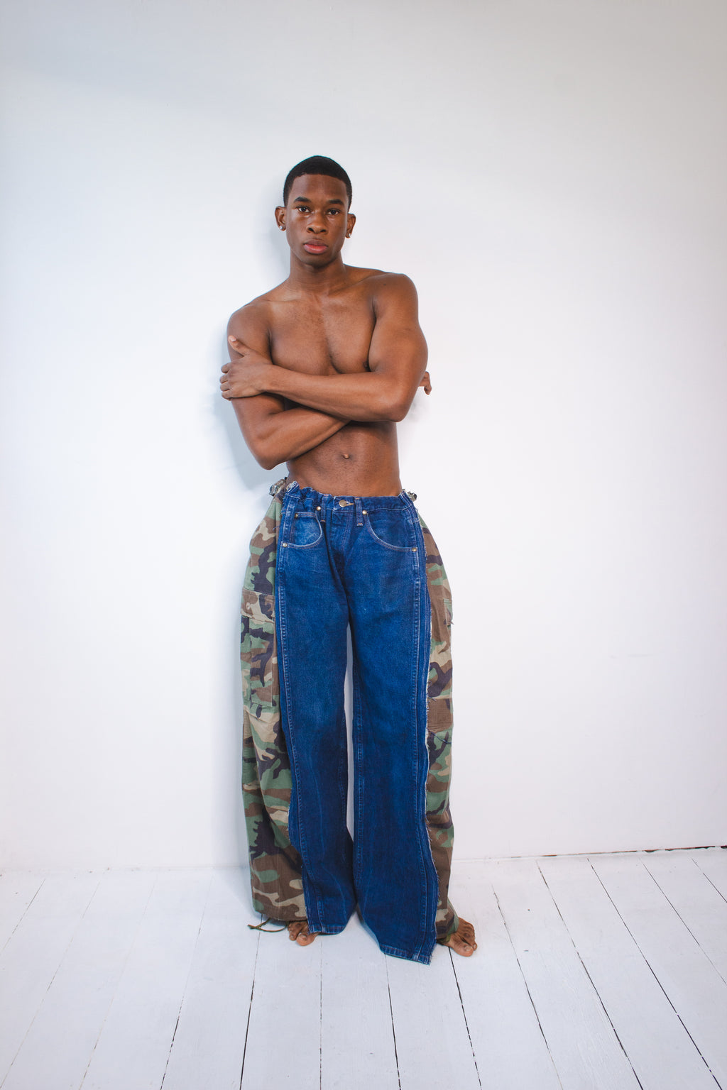 ARTISANAL DENIM HYBRID MILITARY TROUSERS