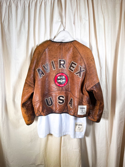 DECONSTRUCTED AVIREX LEATHER BOMBER JACKET