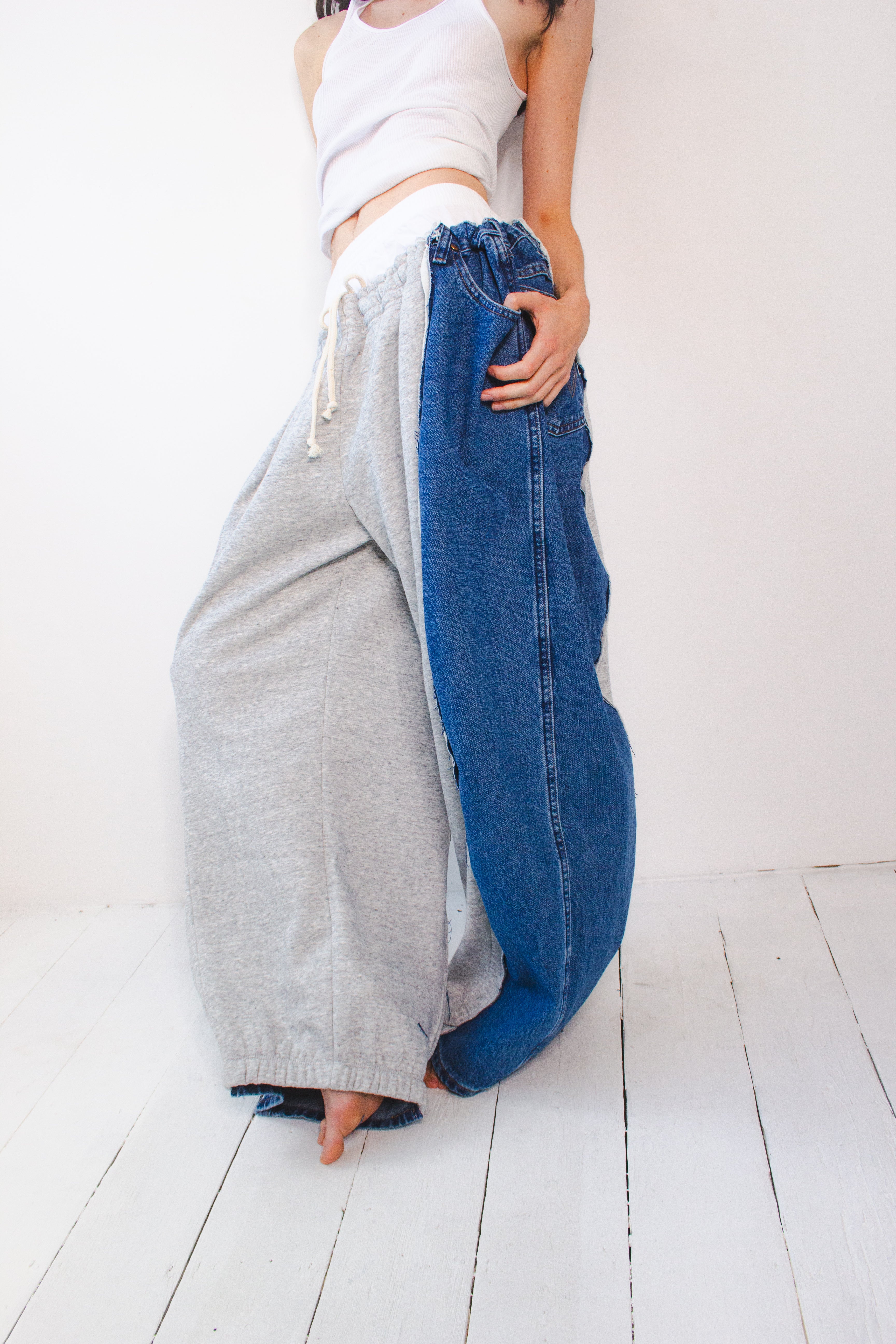ARTISANAL SWEAT X DENIM HYBRID TROUSERS