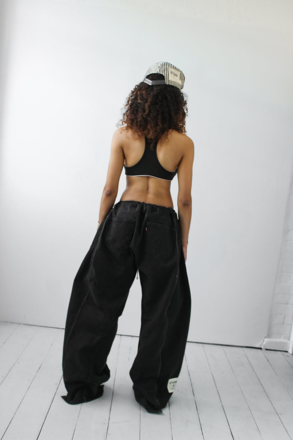 ARTISANAL WIDE BLACK DENIM TROUSERS