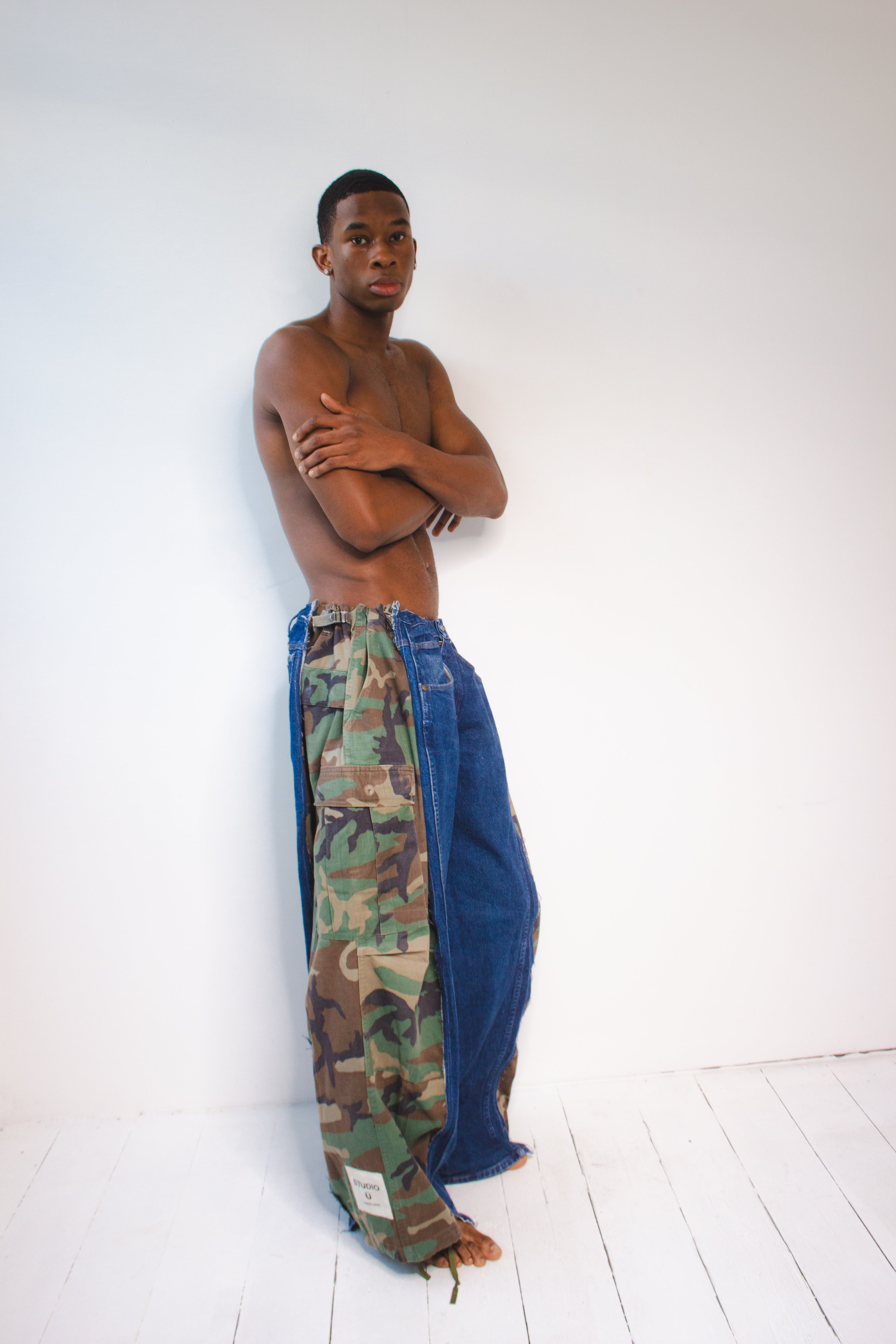 ARTISANAL DENIM HYBRID MILITARY TROUSERS