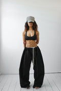 ARTISANAL WIDE BLACK DENIM TROUSERS