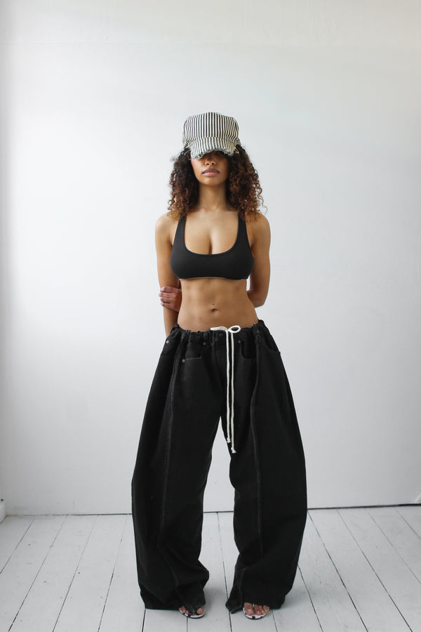 ARTISANAL WIDE BLACK DENIM TROUSERS