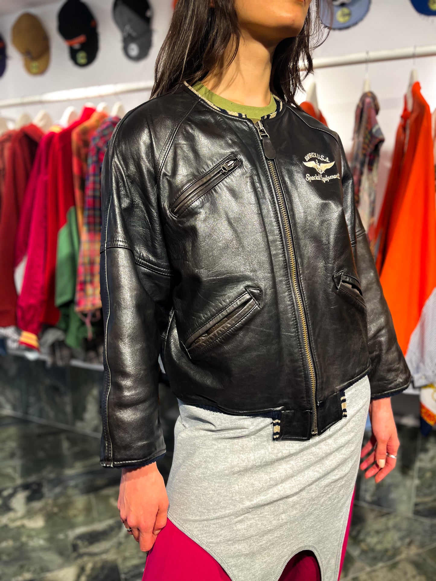 DECONSTRUCTED AVIREX LEATHER BOMBER JACKET