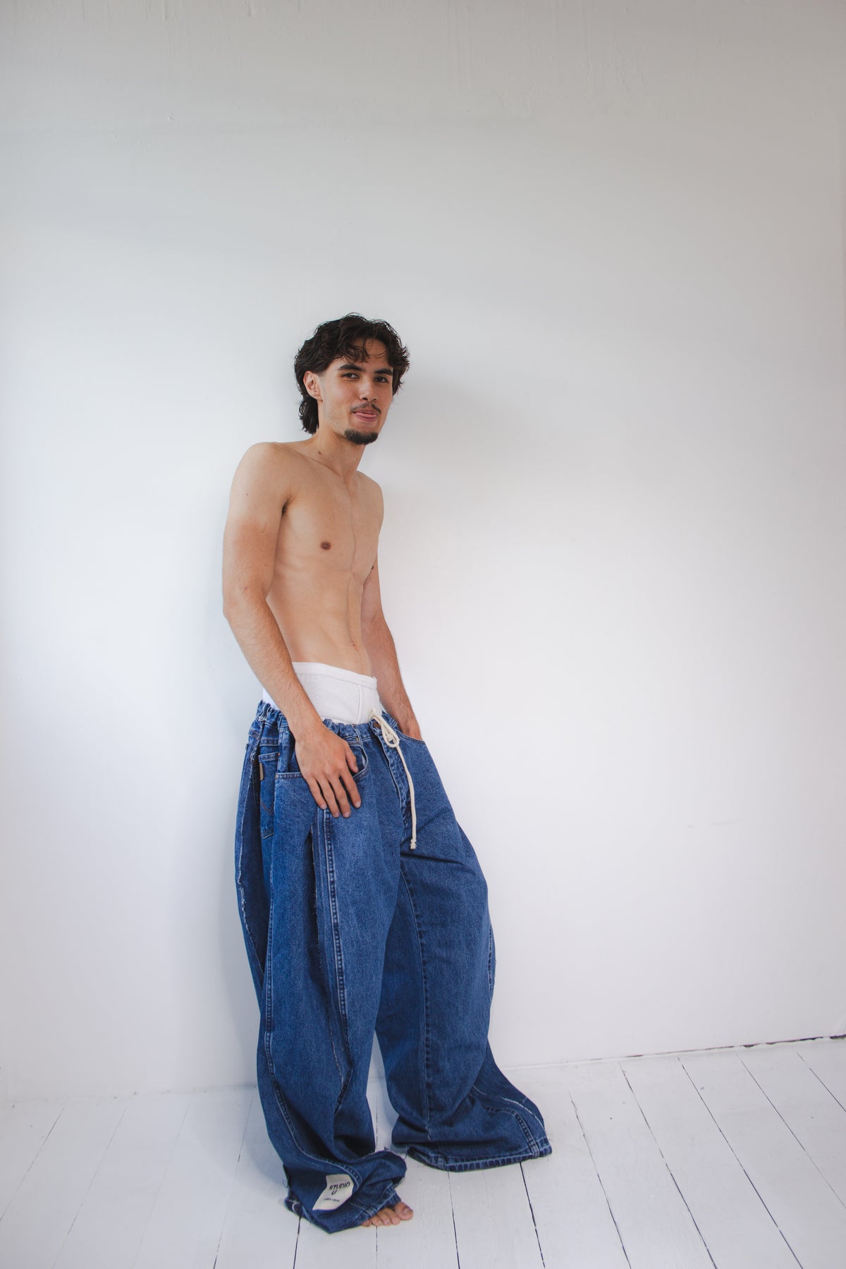 ARTISANAL WIDE BLUE DENIM TROUSERS