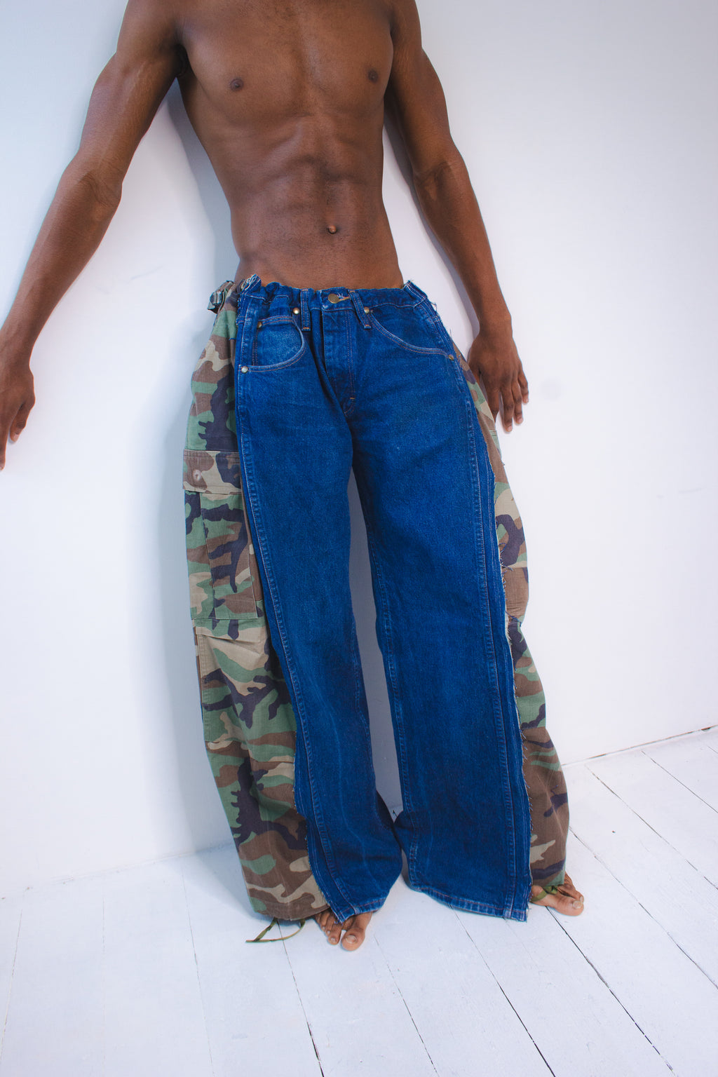 ARTISANAL DENIM HYBRID MILITARY TROUSERS