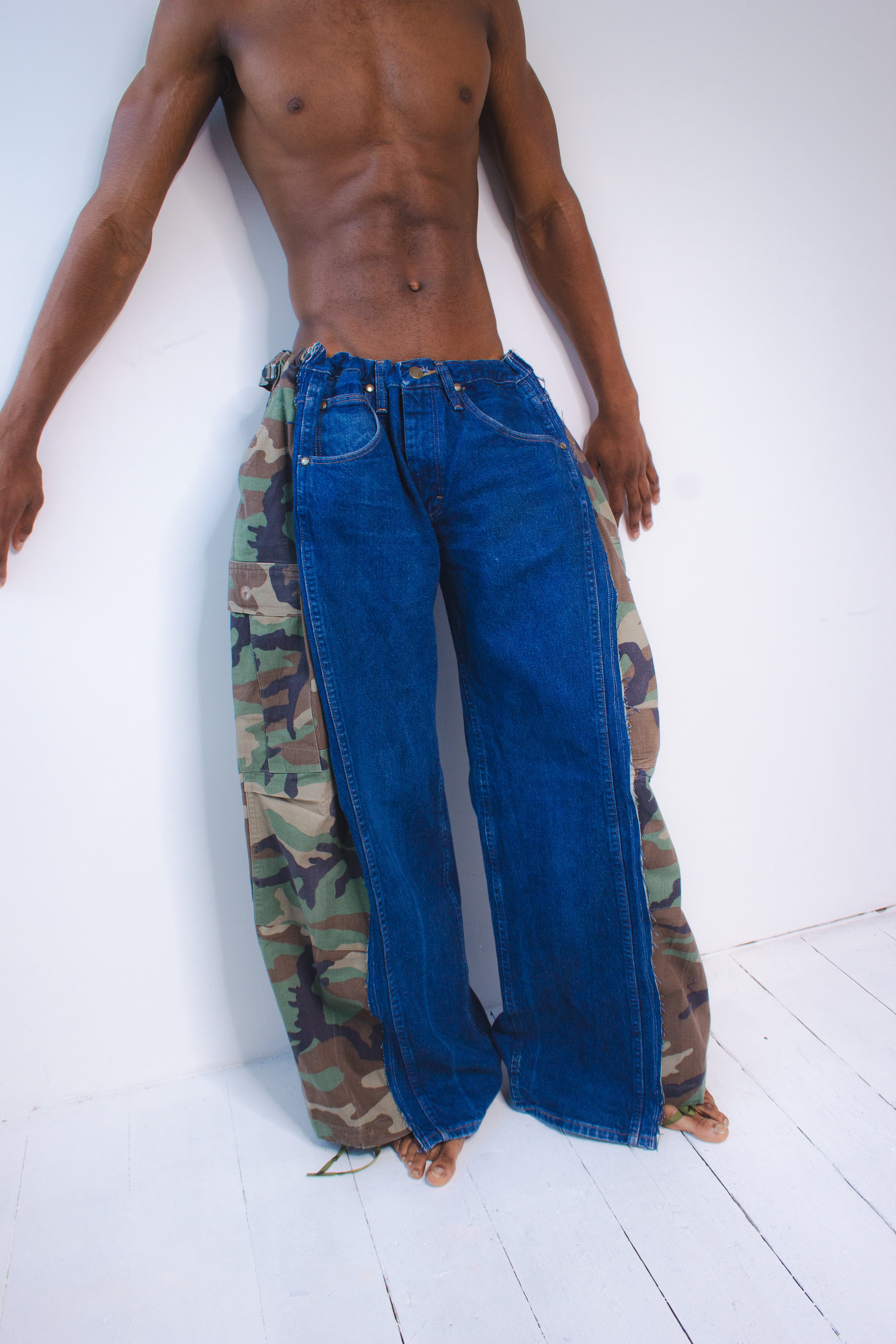ARTISANAL DENIM HYBRID MILITARY TROUSERS