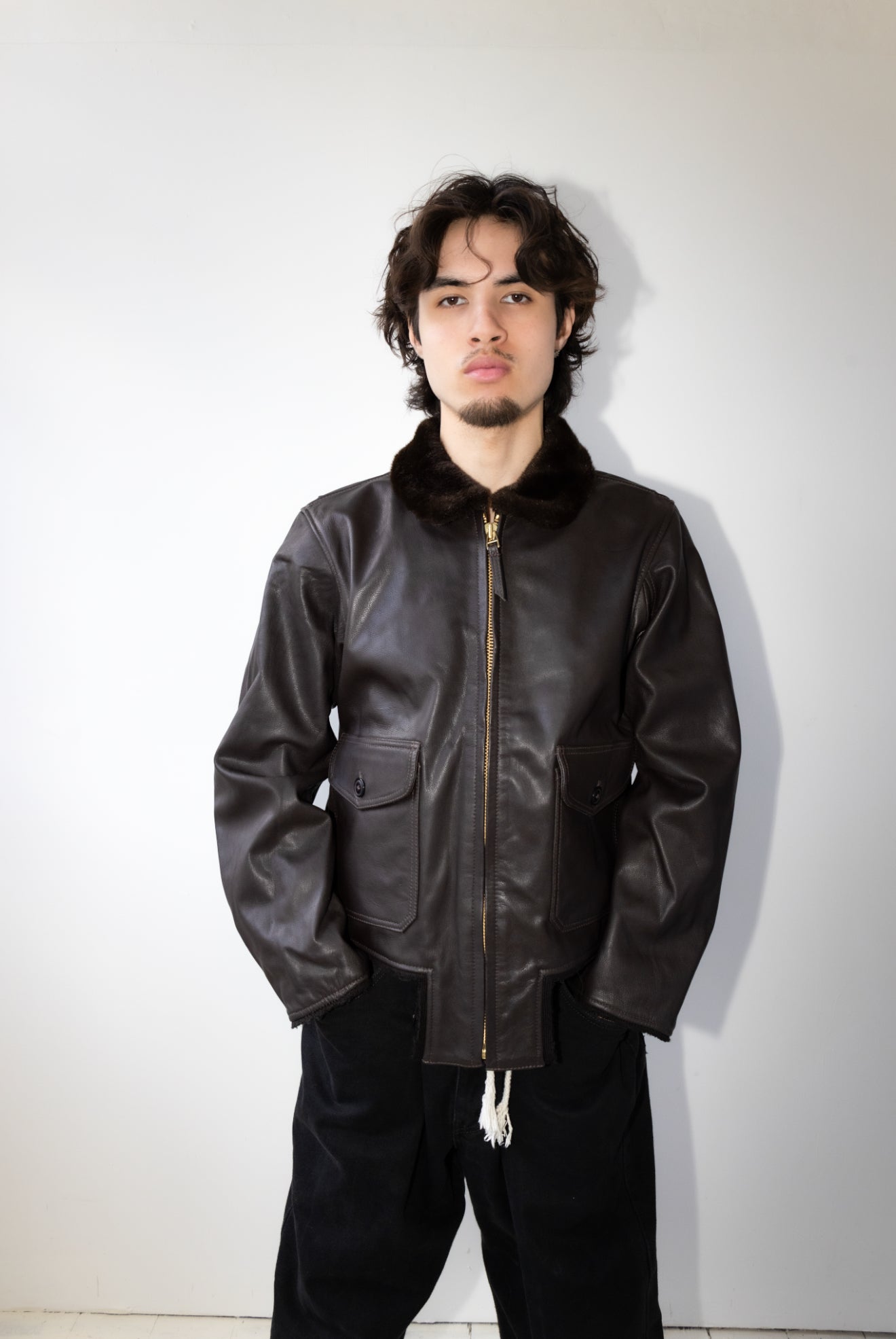 DECONSTRUCTED FLIGHT LEATHER JACKET